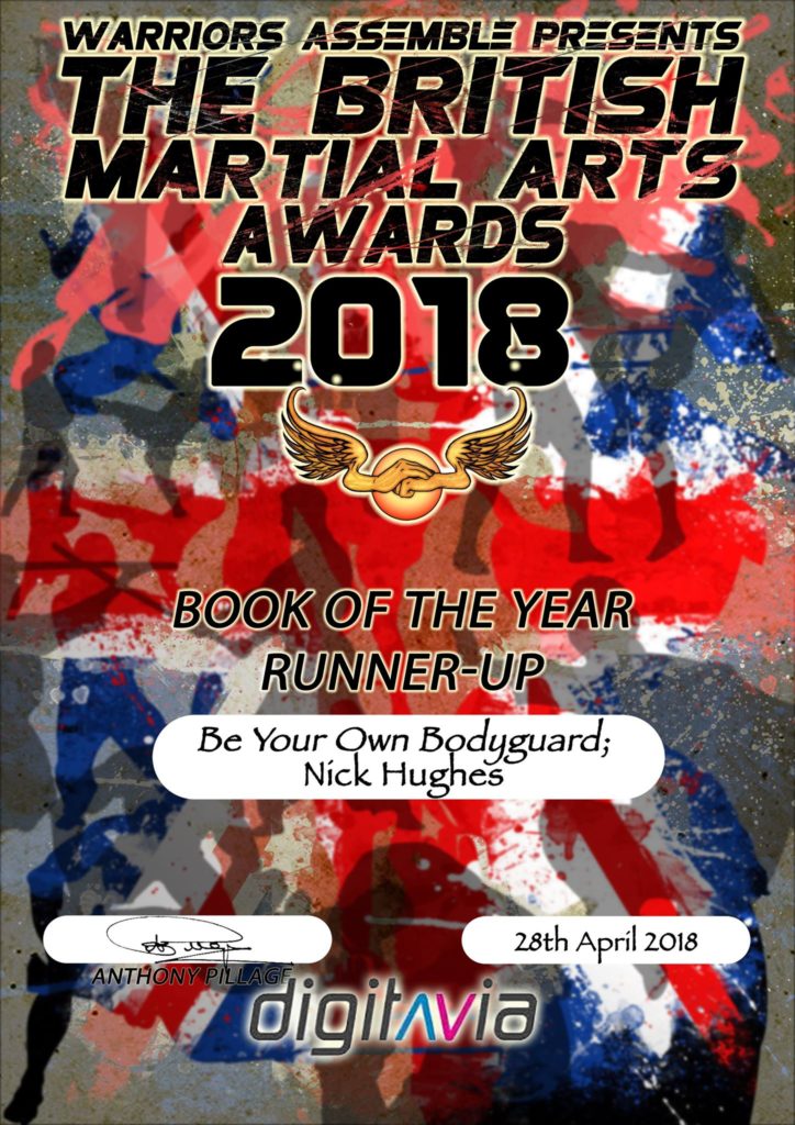 A pic of the award certificate that was for book of the year award in 2018. This was for the British Martial Arts Awards Show