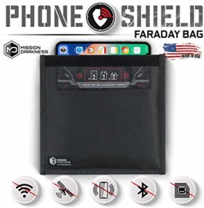 An image of the phone size Faraday Bag to show what type of signals it will block