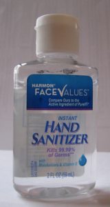 A pic of a bottle of hand sanitizer for a post about TSA stupidity in permitting this onboard aircraft while denying water