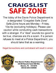 A sample Craigslist Safe Zone poster to show you a safe location to buy and sell goods from online sites like e-bay.